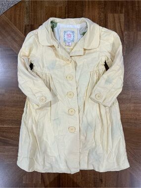 Vintage Baby Gap Size 3 Yellow Button Kids Trench Coat with Sunflower Liner